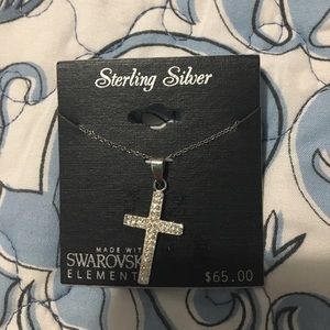 Silver cross necklace with Swarovski elements